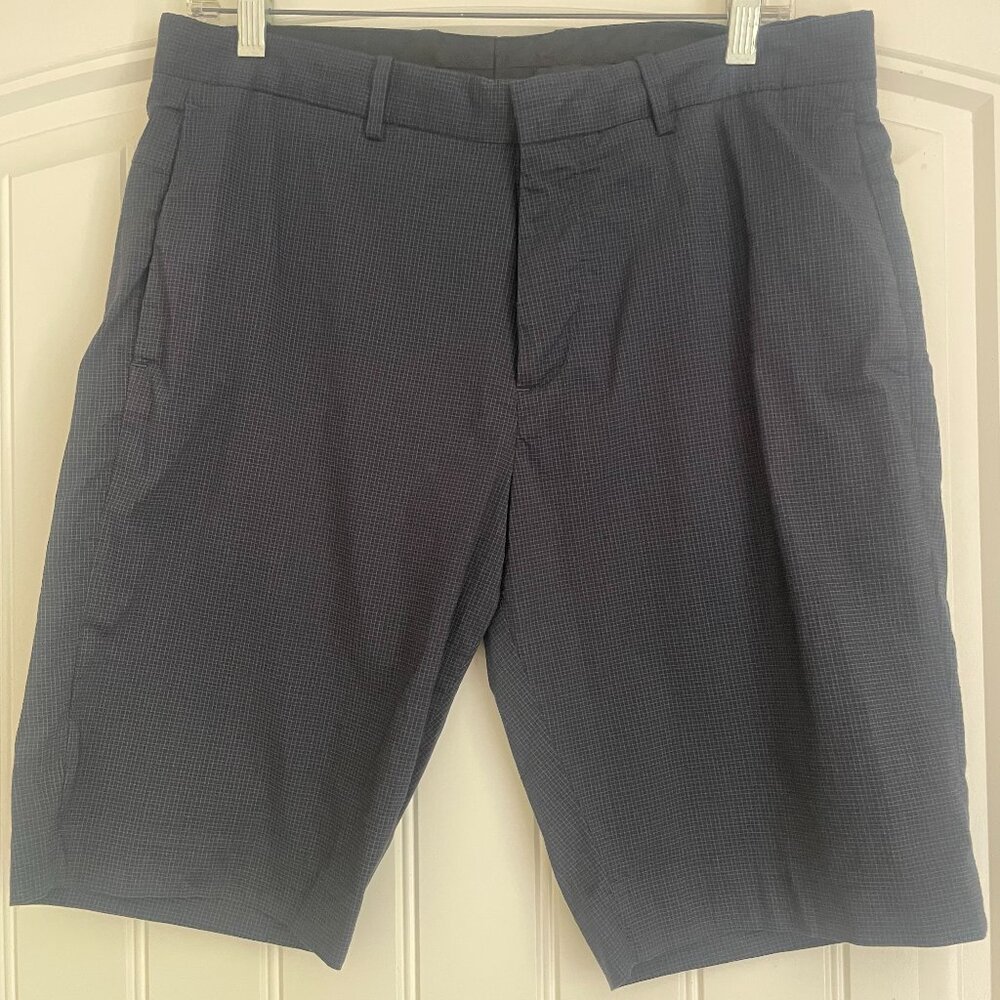 Theory Micro-Check Dress Shorts – Size 32 – Cotton Blend Tailored Fit